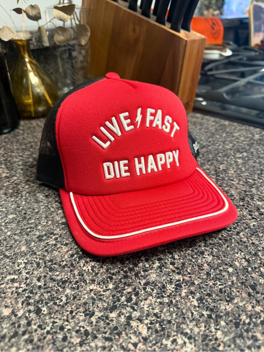 Fasthouse Live Fast Die Happy Red Trucker Hat